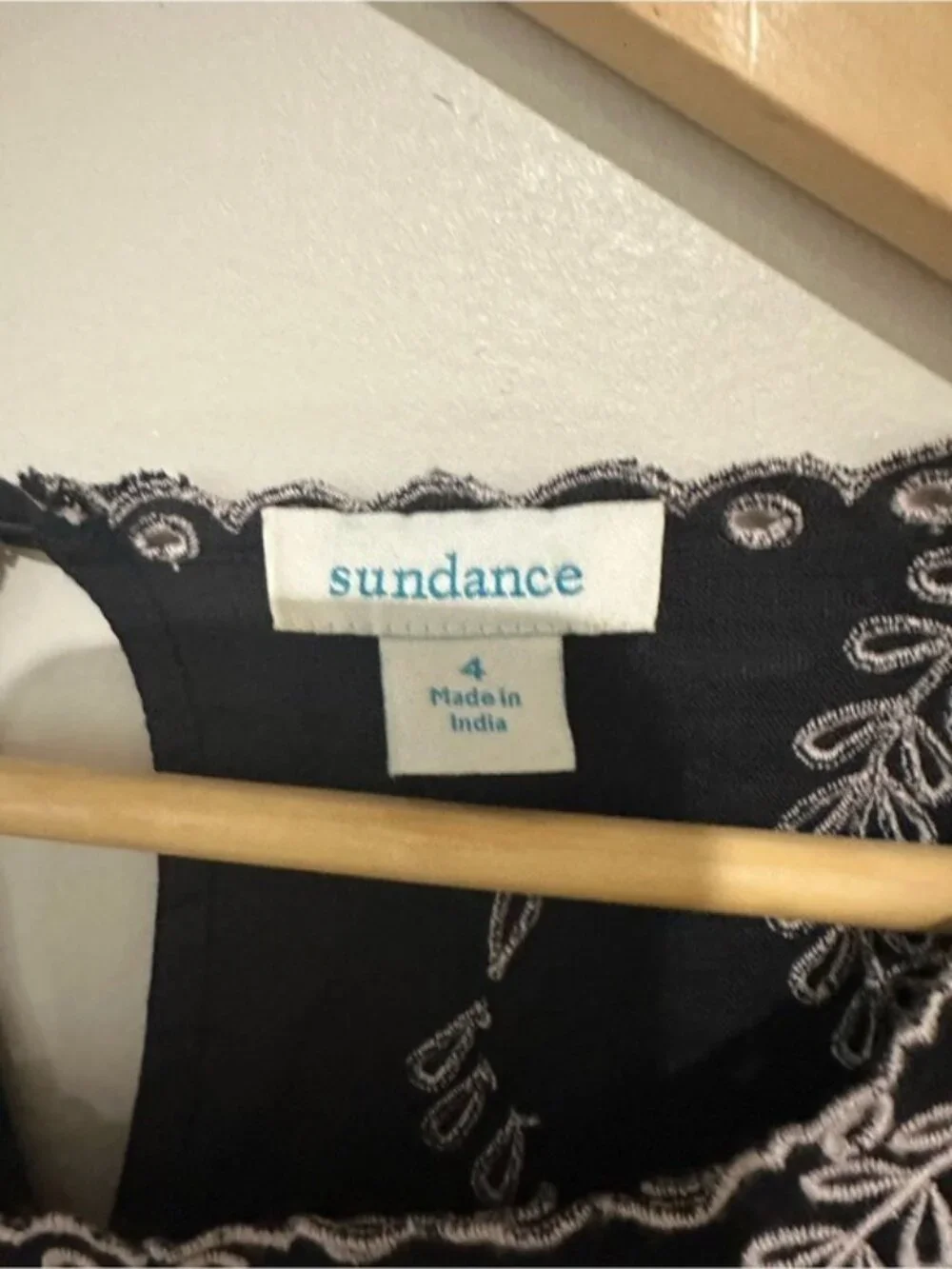 Sundance Black Pink Embroidered  Dress Sz 4 Boho Romantic Cottagecore Fairycore